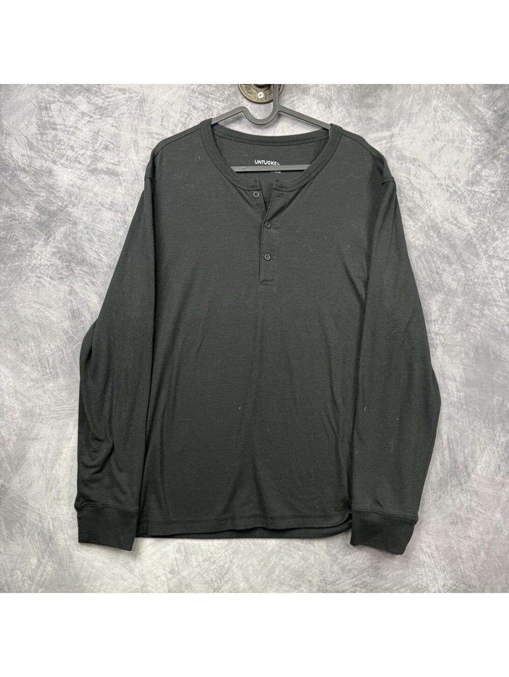 UNTUCKit Shirt Mens Large Gray Long Sleeve Henley Casual Lightweight Top